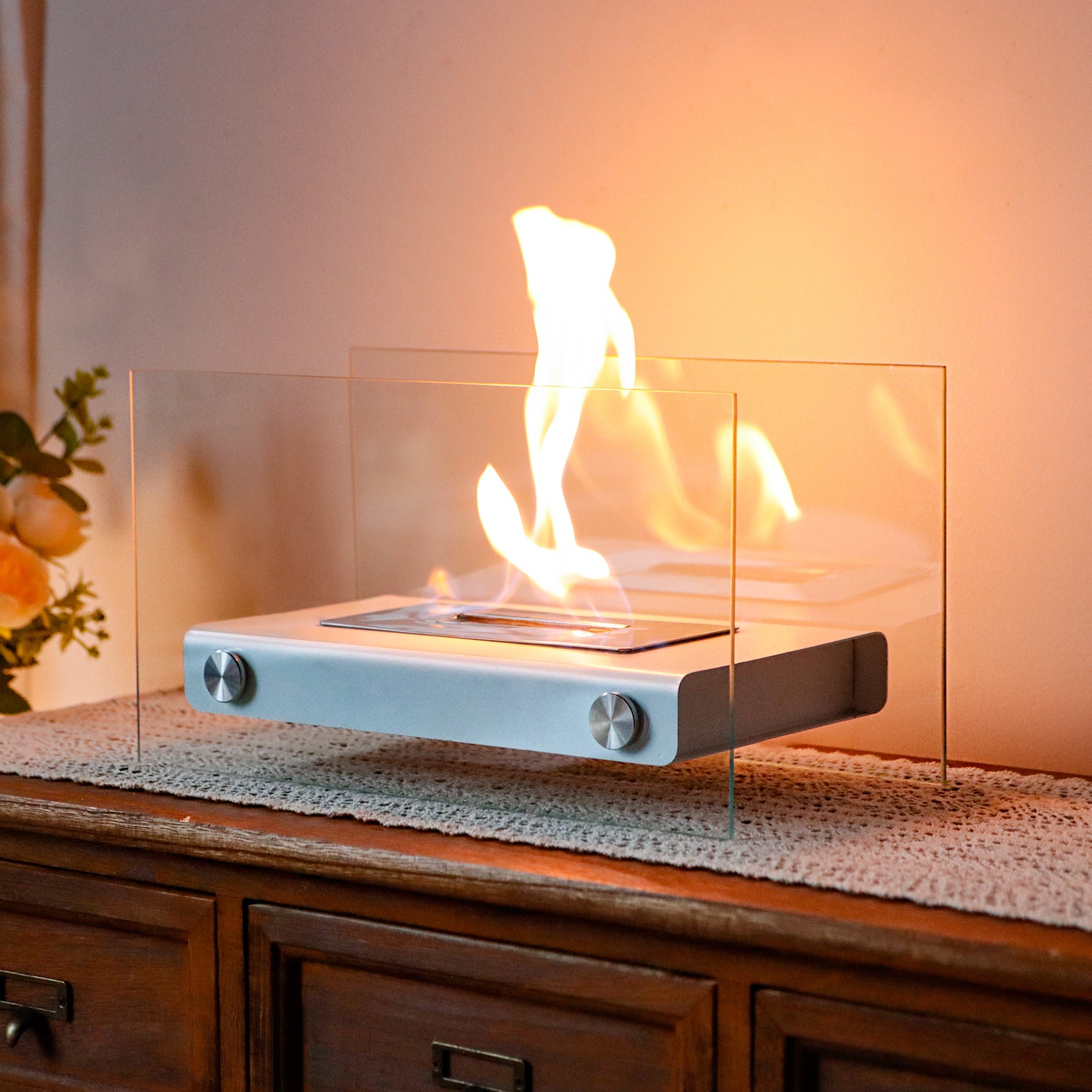 14" Rectangular Tabletop Fire Bowl Pot – Bio Ethanol, 360° Flame View | JHY Design