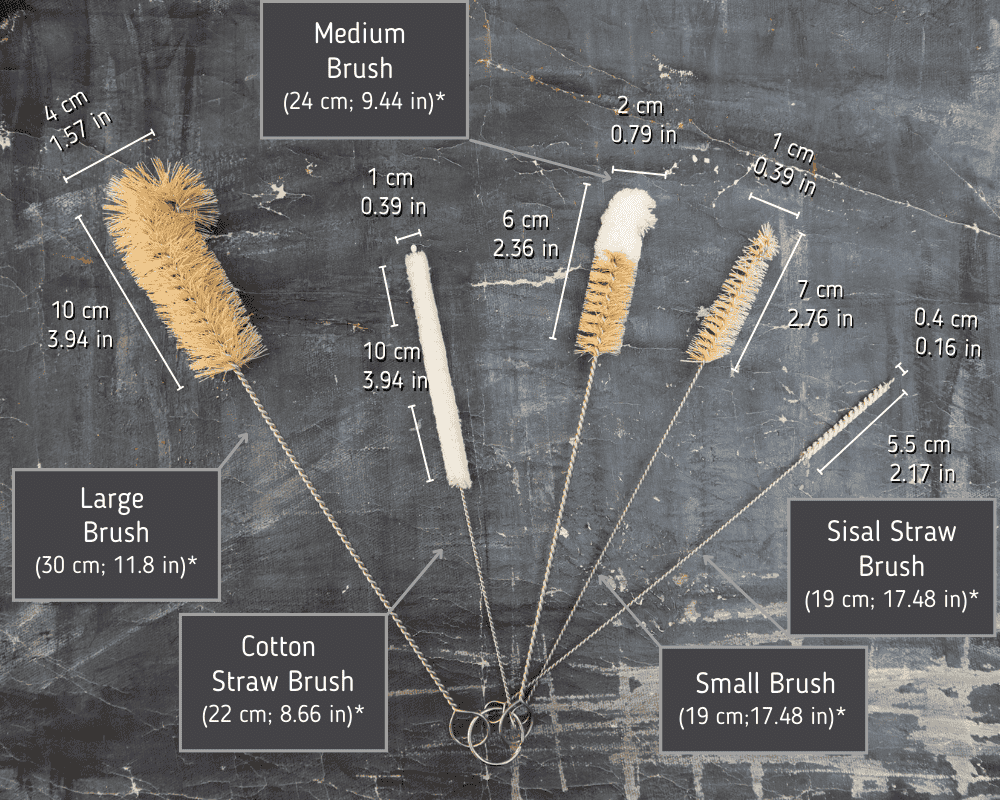 Set of 5 Sisal Bottle Brushes – Plastic-Free, Eco-Friendly Cleaning Set | Plantish