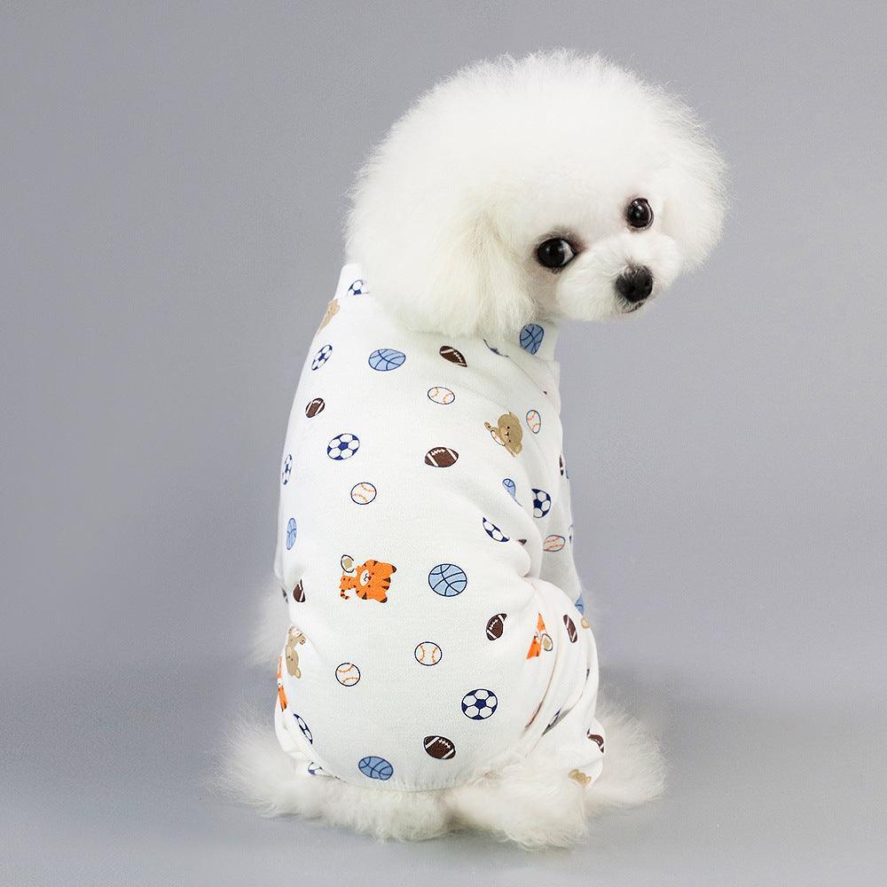 Vibrant Cartoon Dog Pajamas – Comfy 100% Cotton Home Clothes for Pets | Dog Hugs Cat.