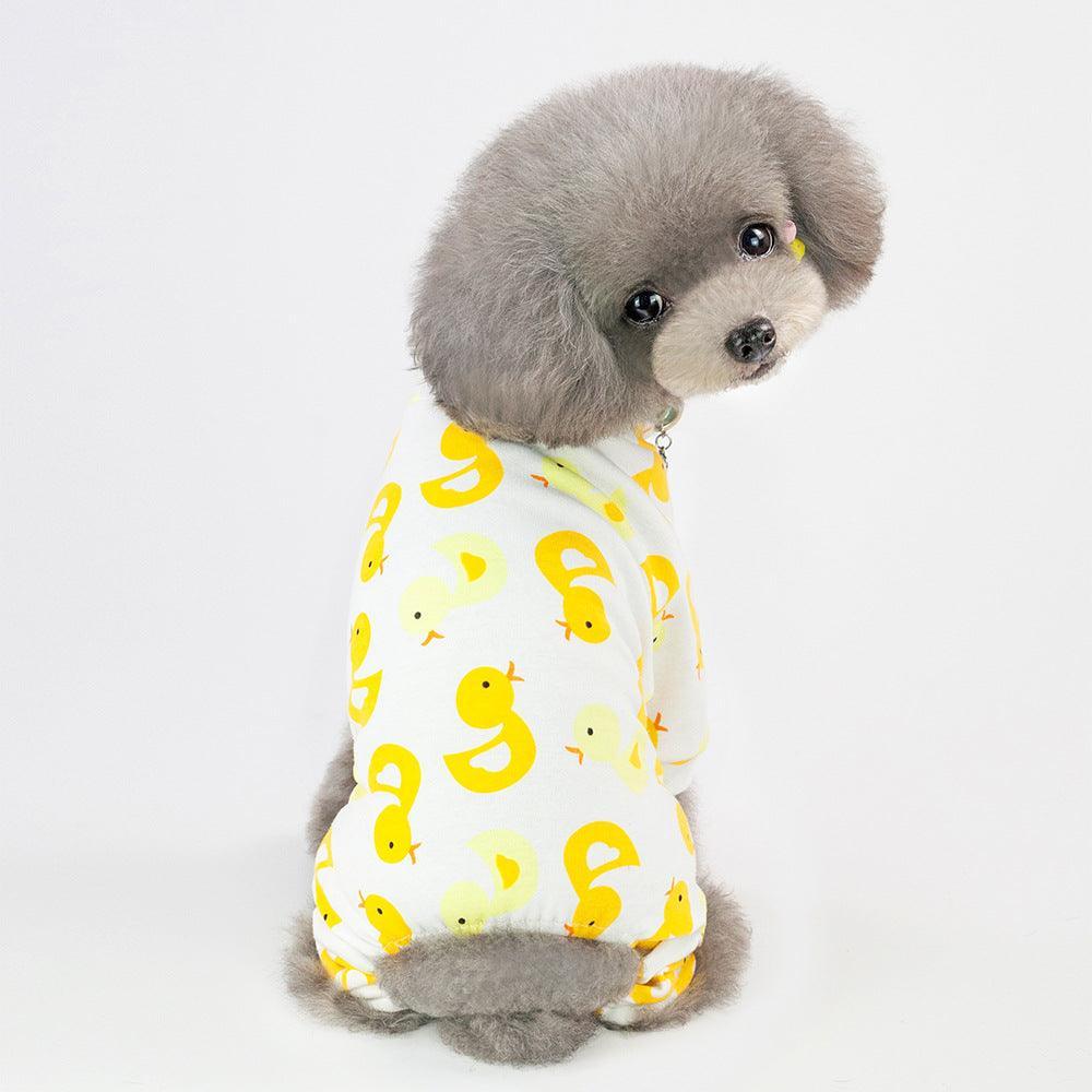 Vibrant Cartoon Dog Pajamas – Comfy 100% Cotton Home Clothes for Pets | Dog Hugs Cat.