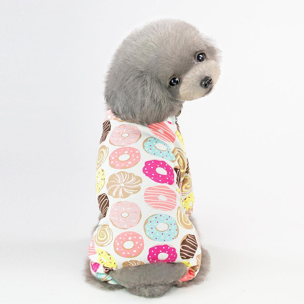 Vibrant Cartoon Dog Pajamas – Comfy 100% Cotton Home Clothes for Pets | Dog Hugs Cat.