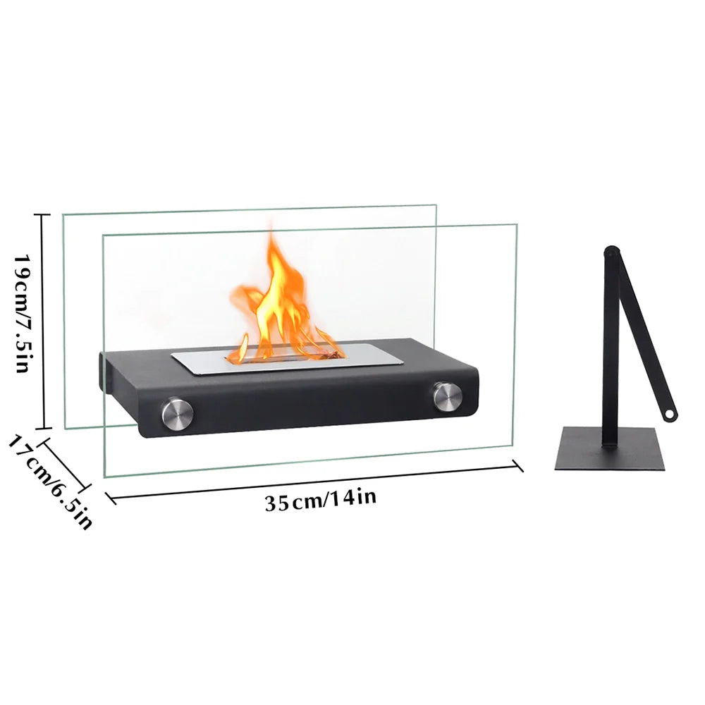 14" Rectangular Tabletop Fire Bowl Pot – Bio Ethanol, 360° Flame View | JHY Design