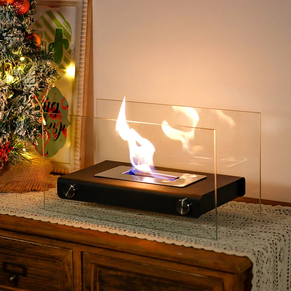 14" Rectangular Tabletop Fire Bowl Pot – Bio Ethanol, 360° Flame View | JHY Design