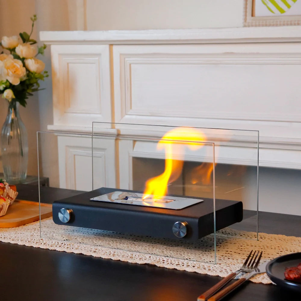 14" Rectangular Tabletop Fire Bowl Pot – Bio Ethanol, 360° Flame View | JHY Design