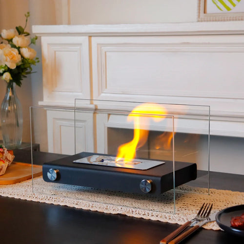 14" Rectangular Tabletop Fire Bowl Pot – Bio Ethanol, 360° Flame View | JHY Design