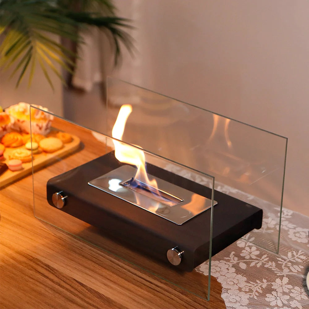 14" Rectangular Tabletop Fire Bowl Pot – Bio Ethanol, 360° Flame View | JHY Design