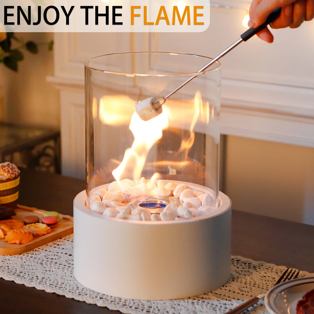 11"H Large Tabletop Fire Bowl Pot Fireplace – Bio Ethanol, Real Flame, Indoor & Outdoor | JHY Design