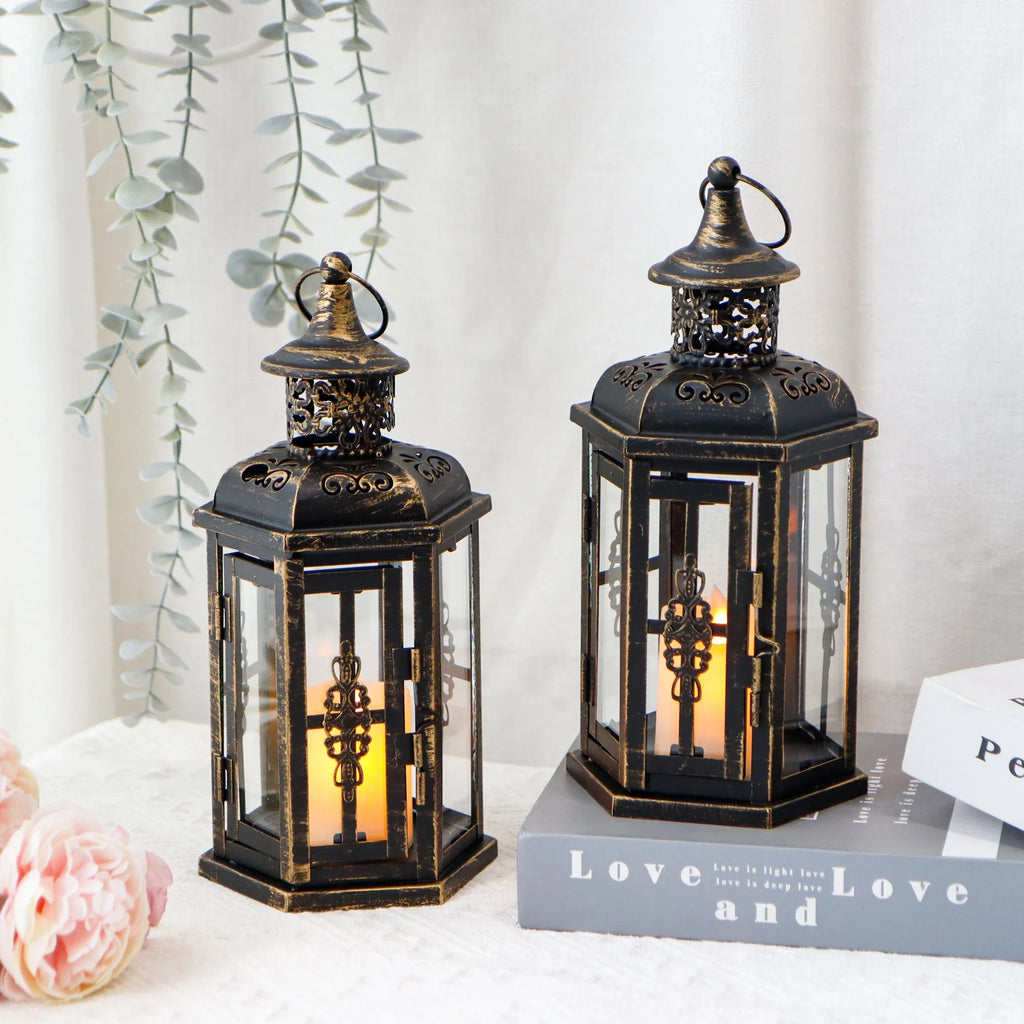 10-Inch Vintage Style Hanging Lantern – Set of 2 | Indoor & Outdoor Decor | JHY Design