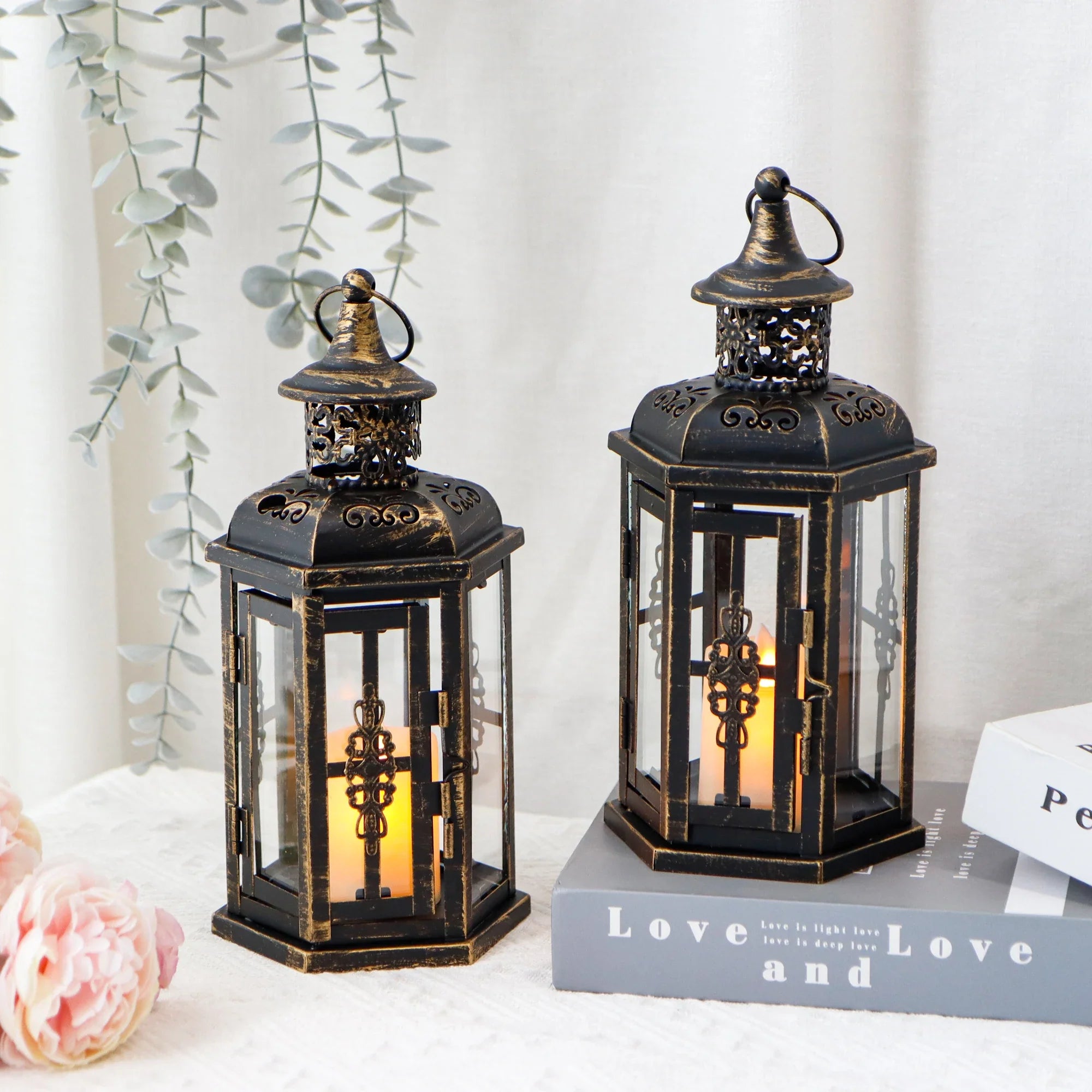 10-Inch Vintage Style Hanging Lantern – Set of 2 | Indoor & Outdoor Decor | JHY Design