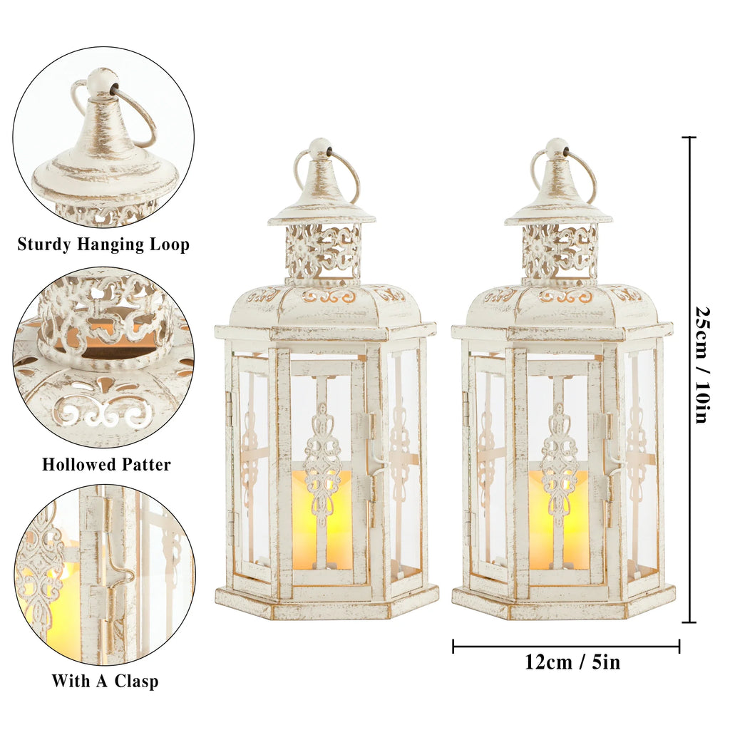 10-Inch Vintage Style Hanging Lantern – Set of 2 | Indoor & Outdoor Decor | JHY Design
