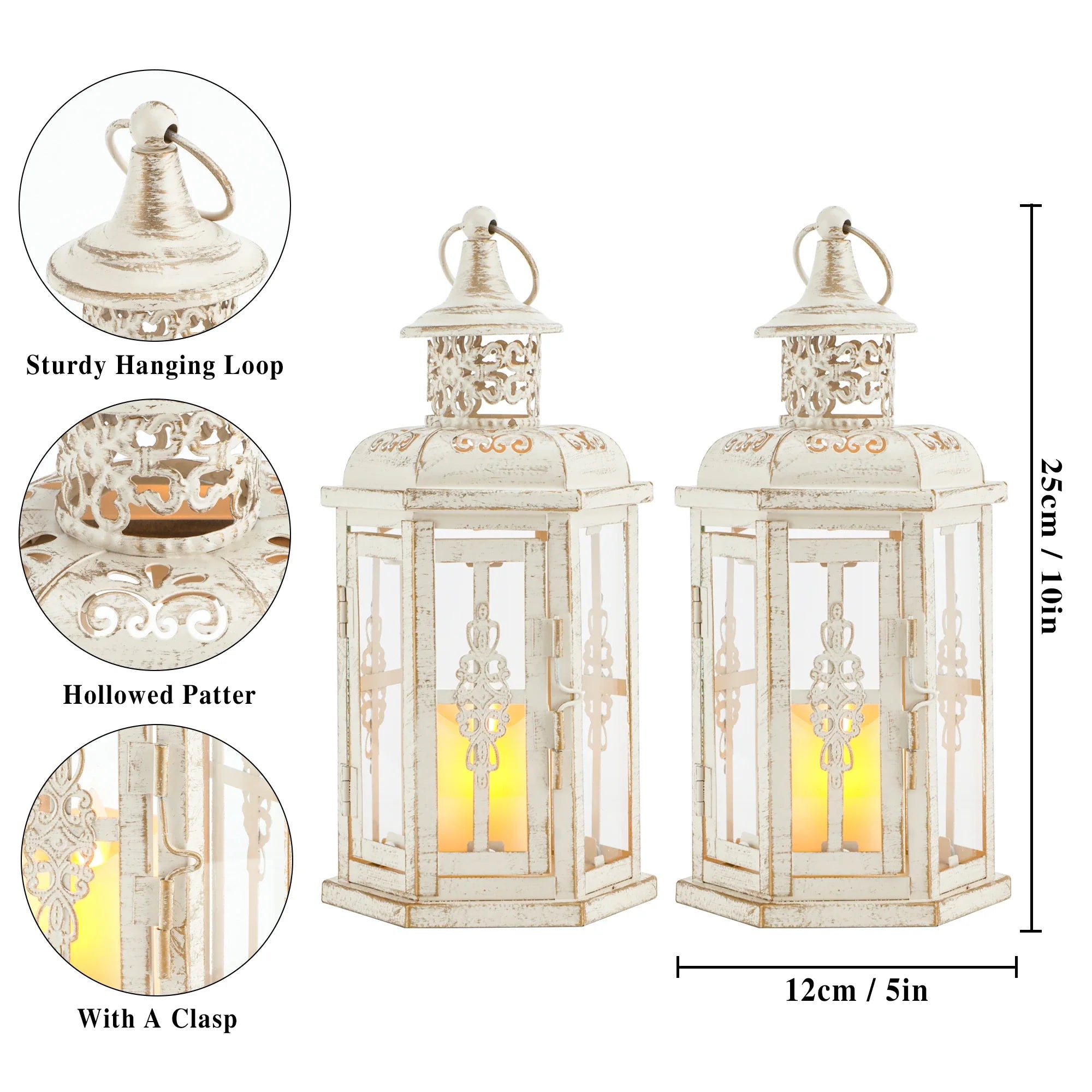 10-Inch Vintage Style Hanging Lantern – Set of 2 | Indoor & Outdoor Decor | JHY Design
