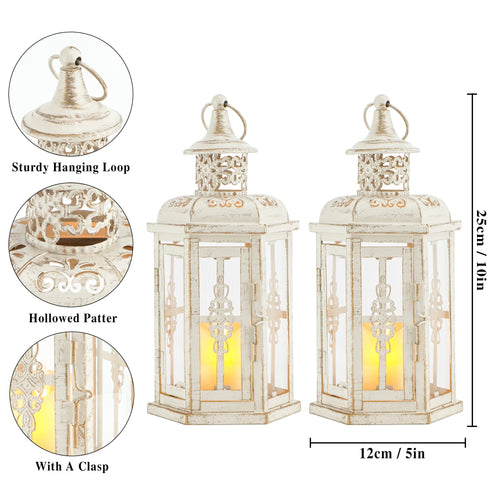10-Inch Vintage Style Hanging Lantern – Set of 2 | Indoor & Outdoor Decor | JHY Design