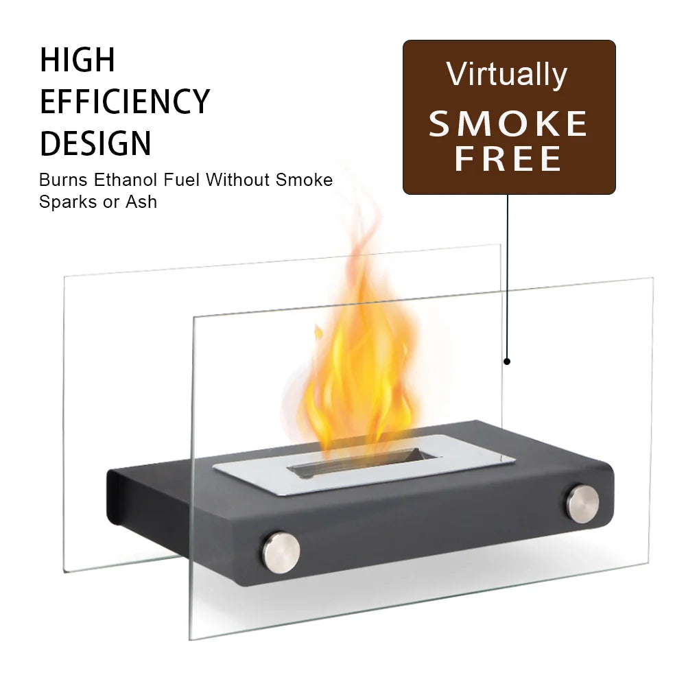 14" Rectangular Tabletop Fire Bowl Pot – Bio Ethanol, 360° Flame View | JHY Design